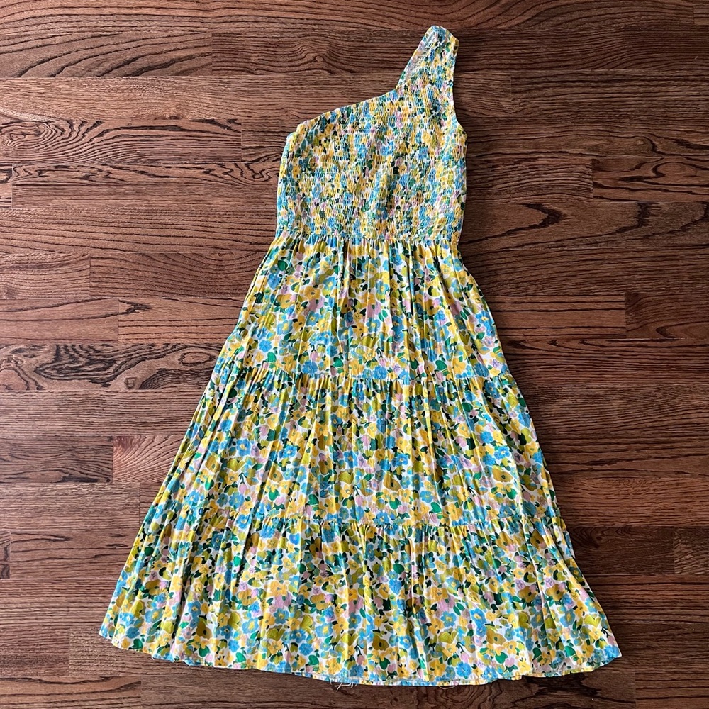 Floral One Shoulder Smocked Dress